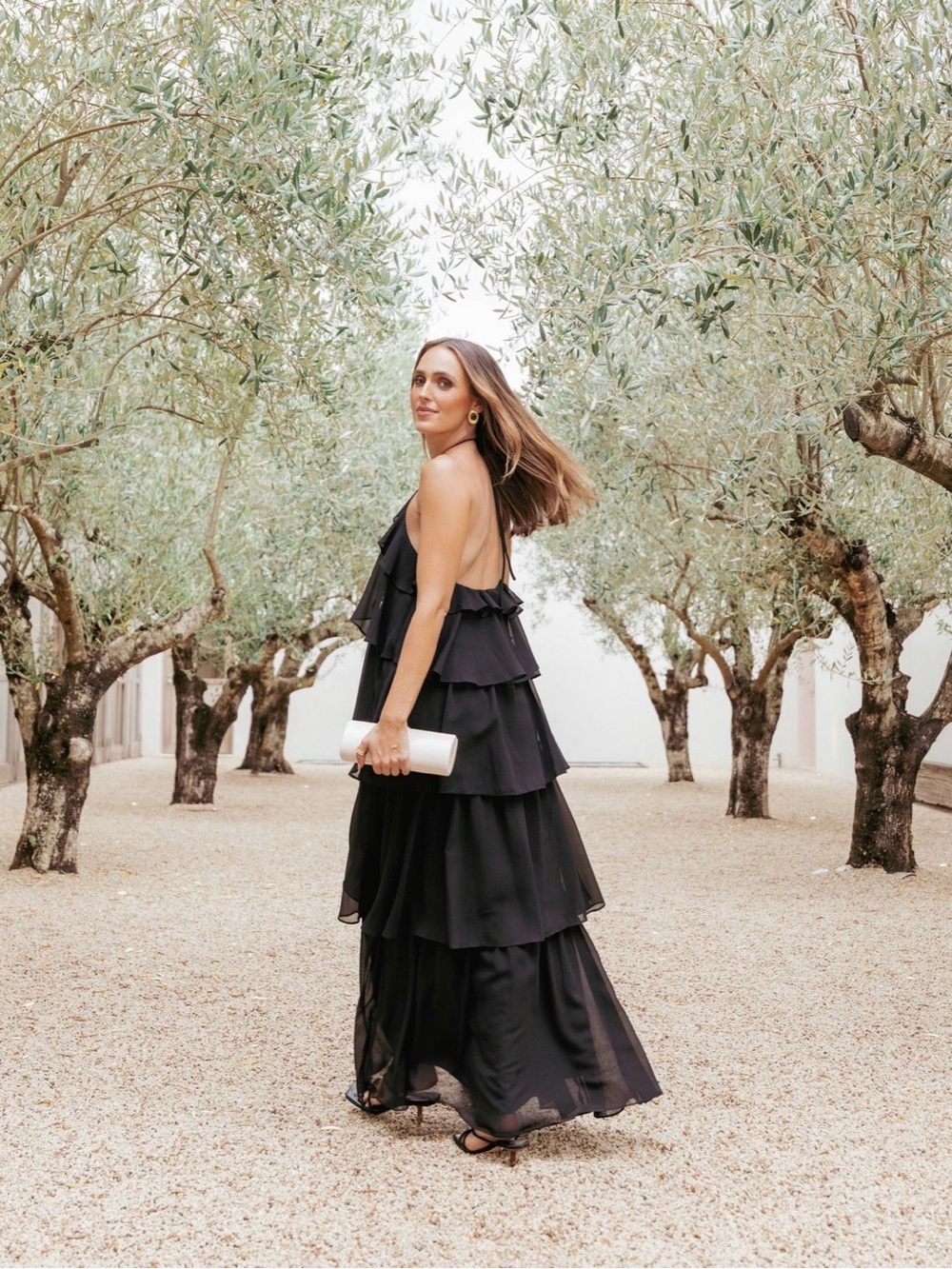 Petal & Pup Chasity Black Halterneck Tiered Ruffle Maxi Dress - Picture 5 of 6